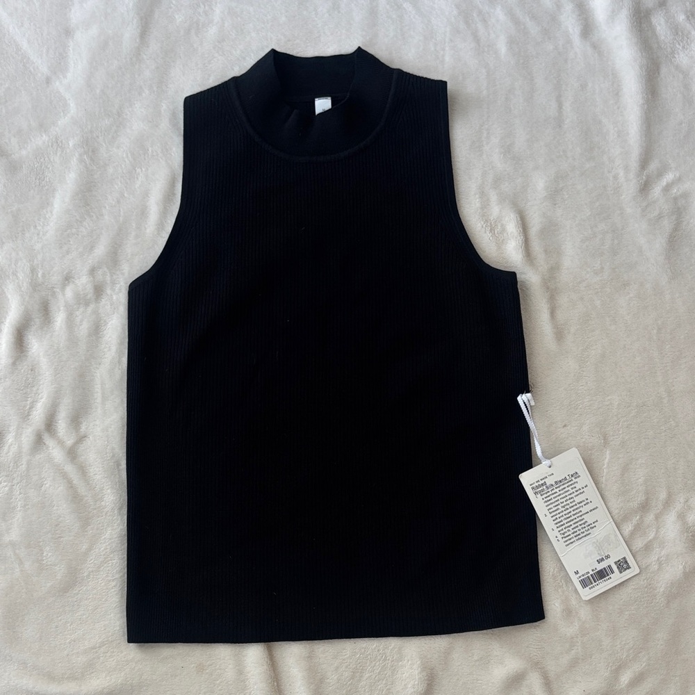 Lululemon Ribbed Wool Silk Blend Tank - Size M, Black